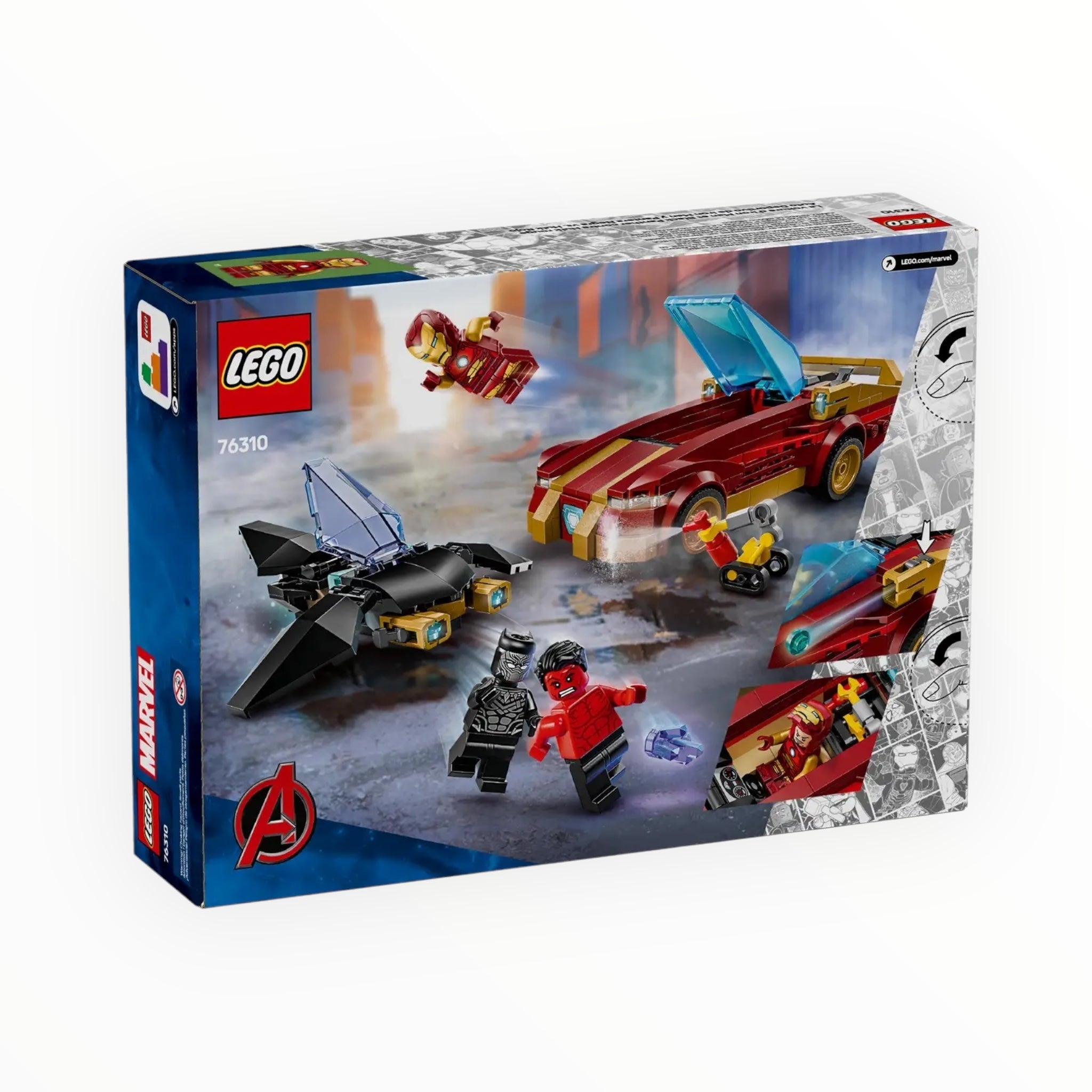 76310 Marvel Iron Man Car & Black Panther vs. Red Hulk