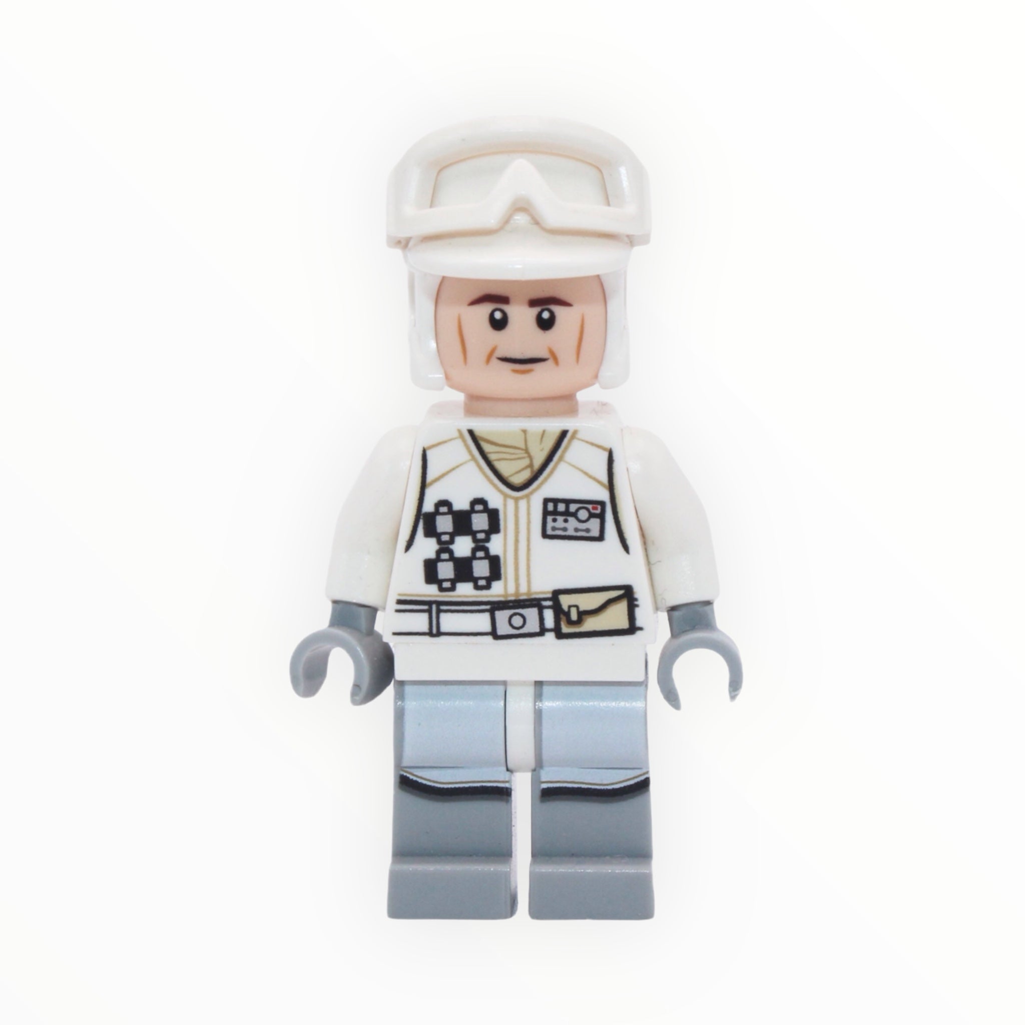 Hoth Rebel Trooper (white uniform and hat, cheek lines, printed light bluish gray legs, 2016)