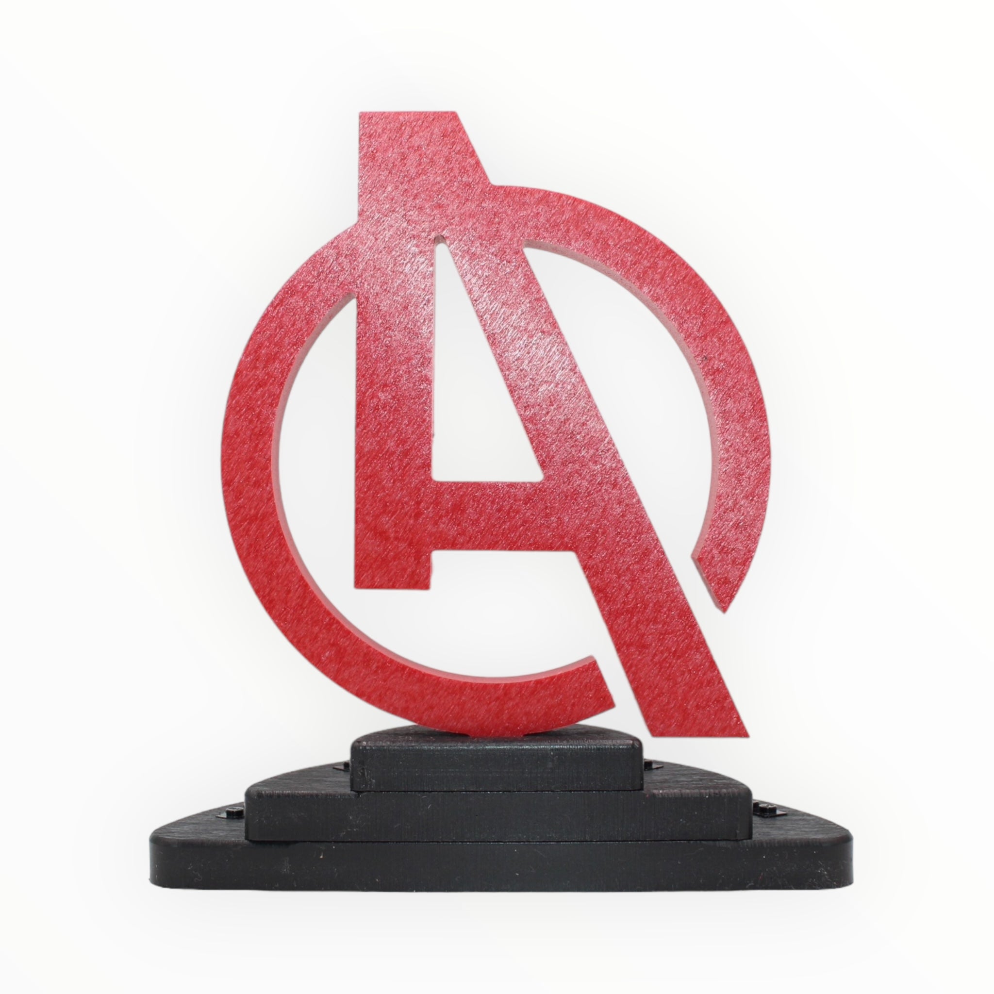 Avengers-Themed Minifigure Display Stand (red and black)