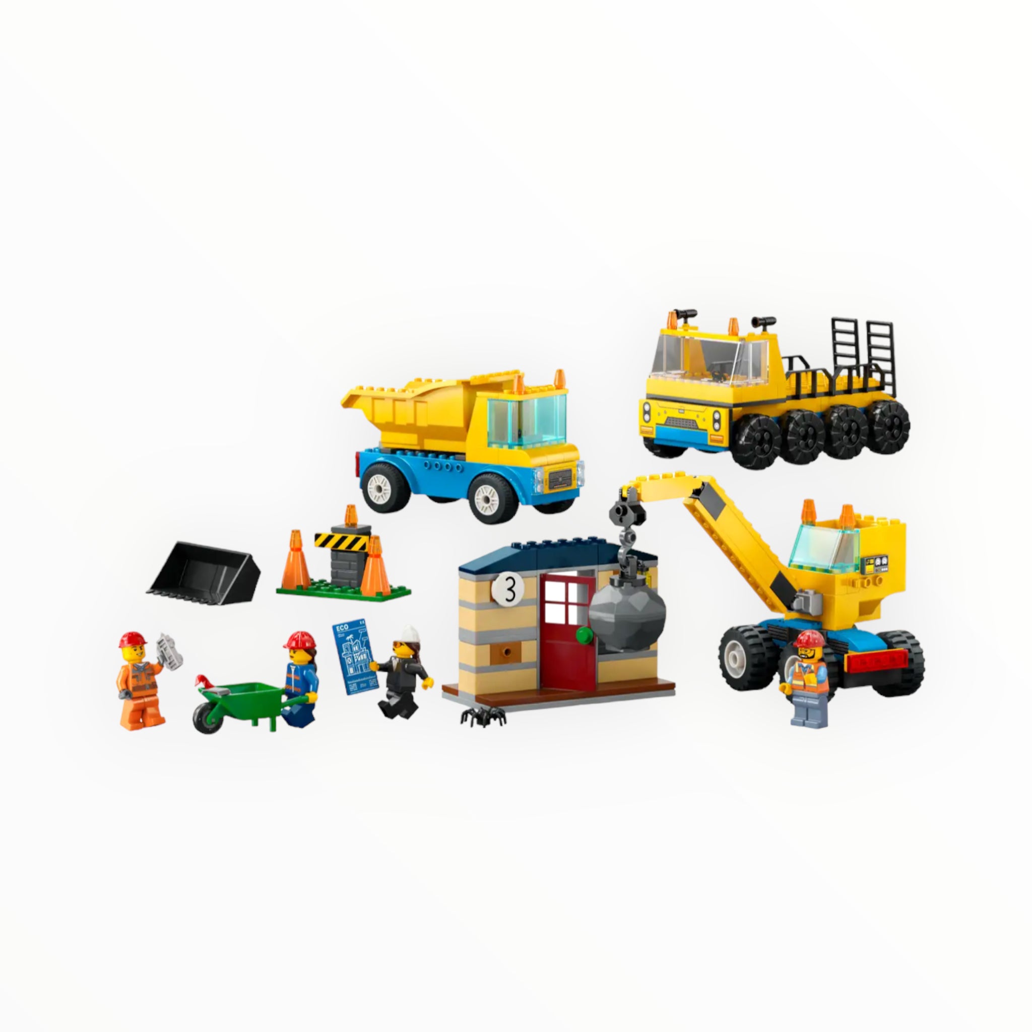 60391 City Construction Trucks and Wrecking Ball Crane