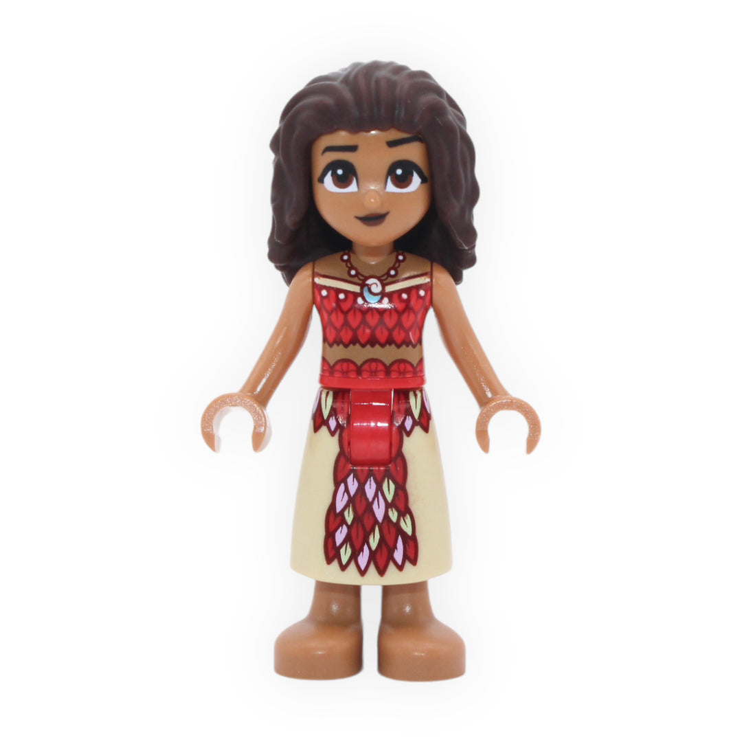 Moana (red top, long skirt with feathers)