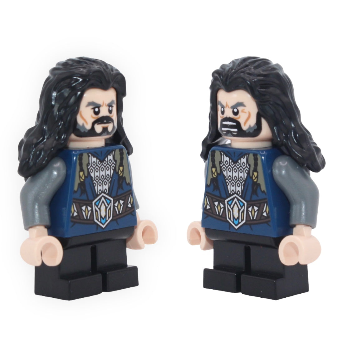 Thorin Oakenshield (dark blue shirt with chain mail)