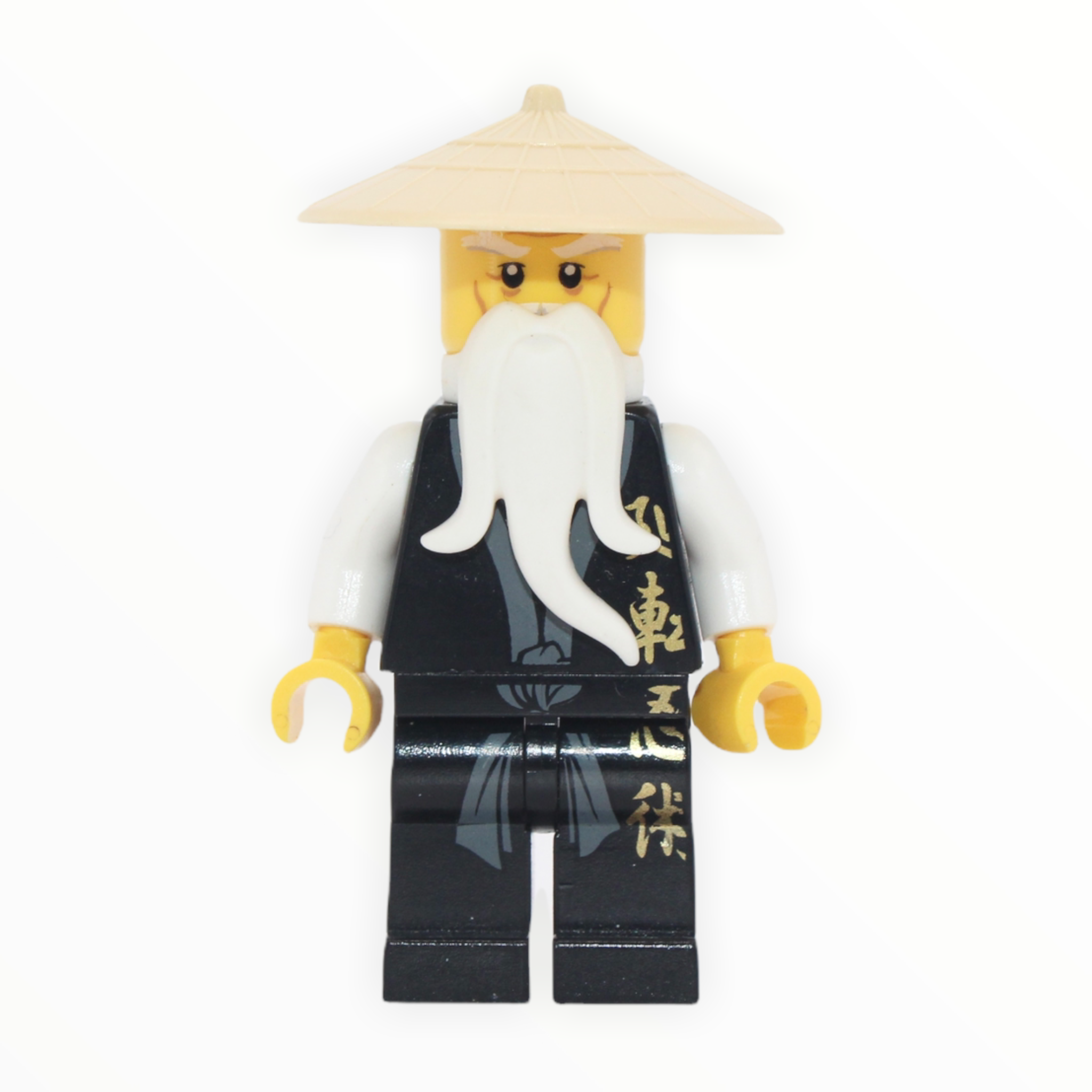 Sensei Wu (Golden Weapons, black outfit, gold symbols, tan hat, 2011)