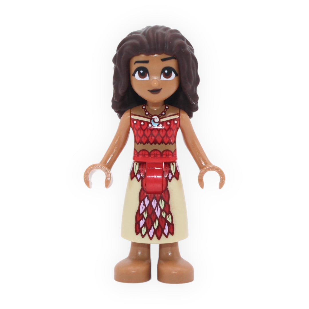 Moana (red top, long skirt with feathers)